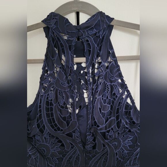 NWOT Indigo Blue High Neck Sleeveless Lace Dress - Picture 5 of 8